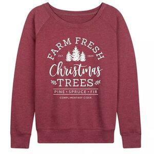 instant message L Ladies Burgundy White Scoop Neck Pullover Sweatshirt